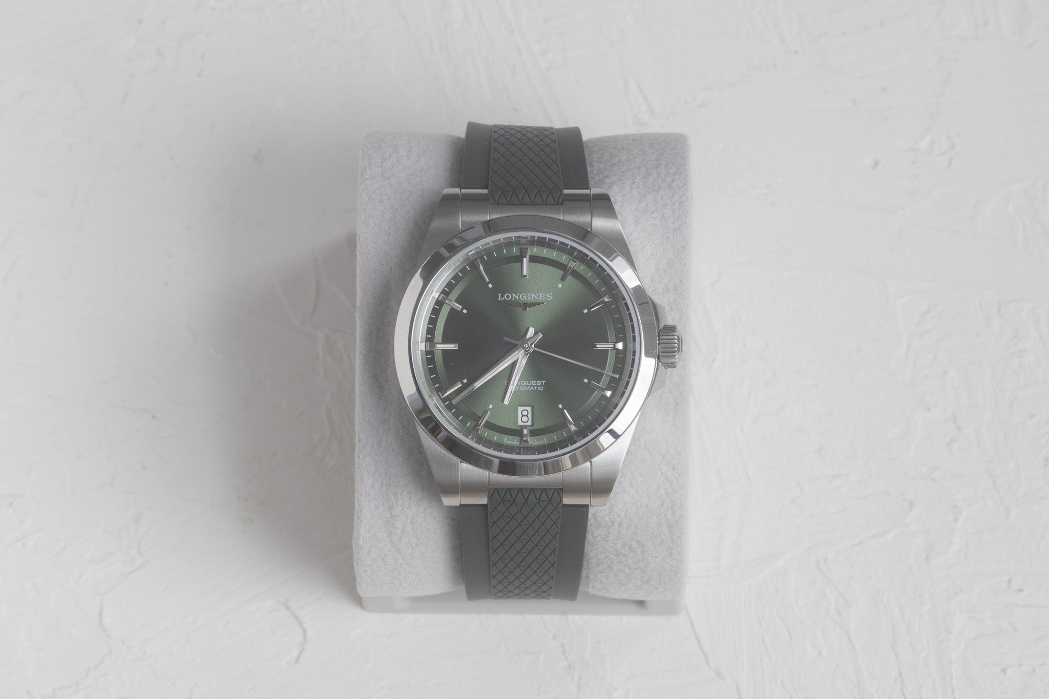 Longines Conquest 38mm Green with Rubber Strap 