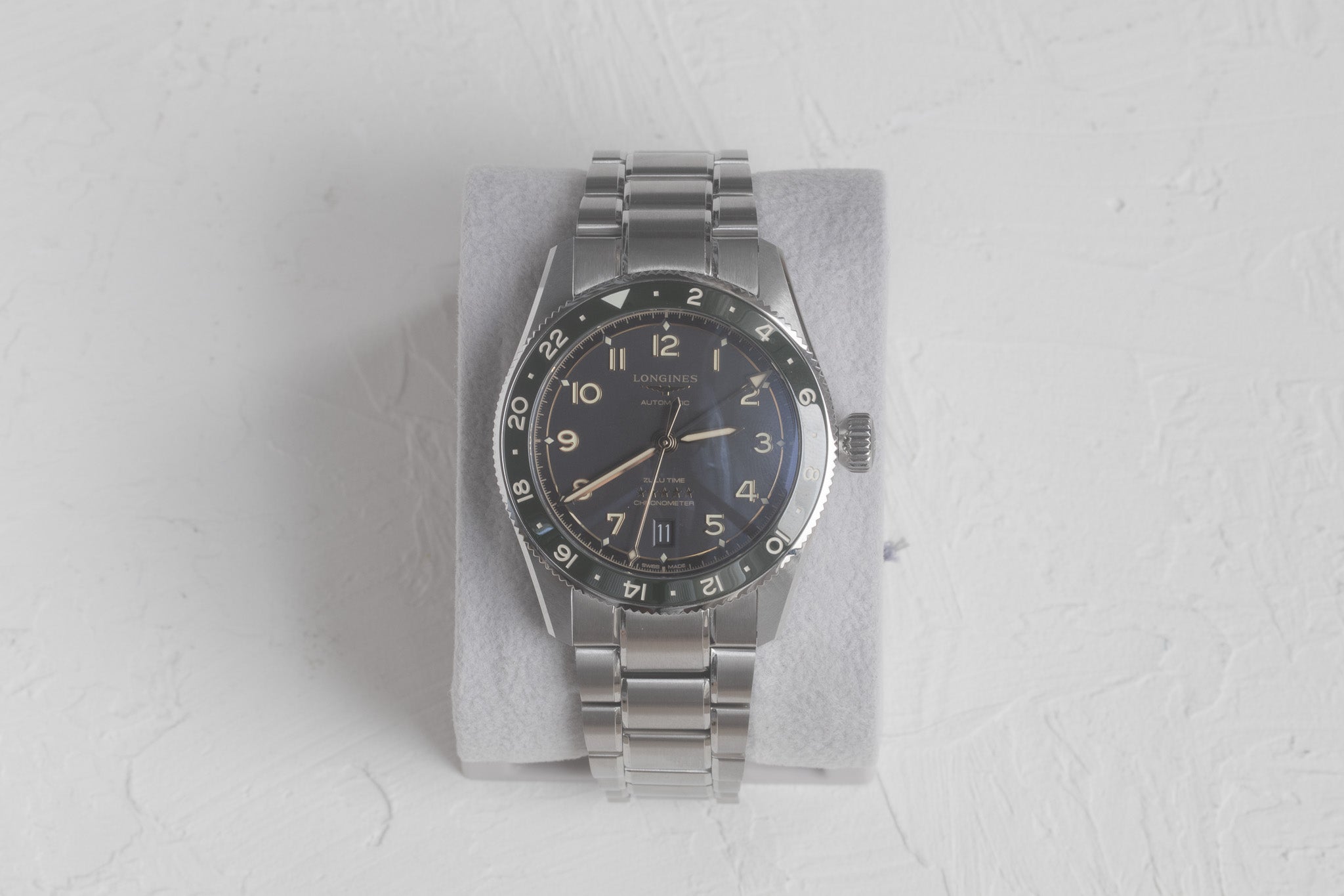 Longines Spirit Zulu Time 39mm Green Bezel 