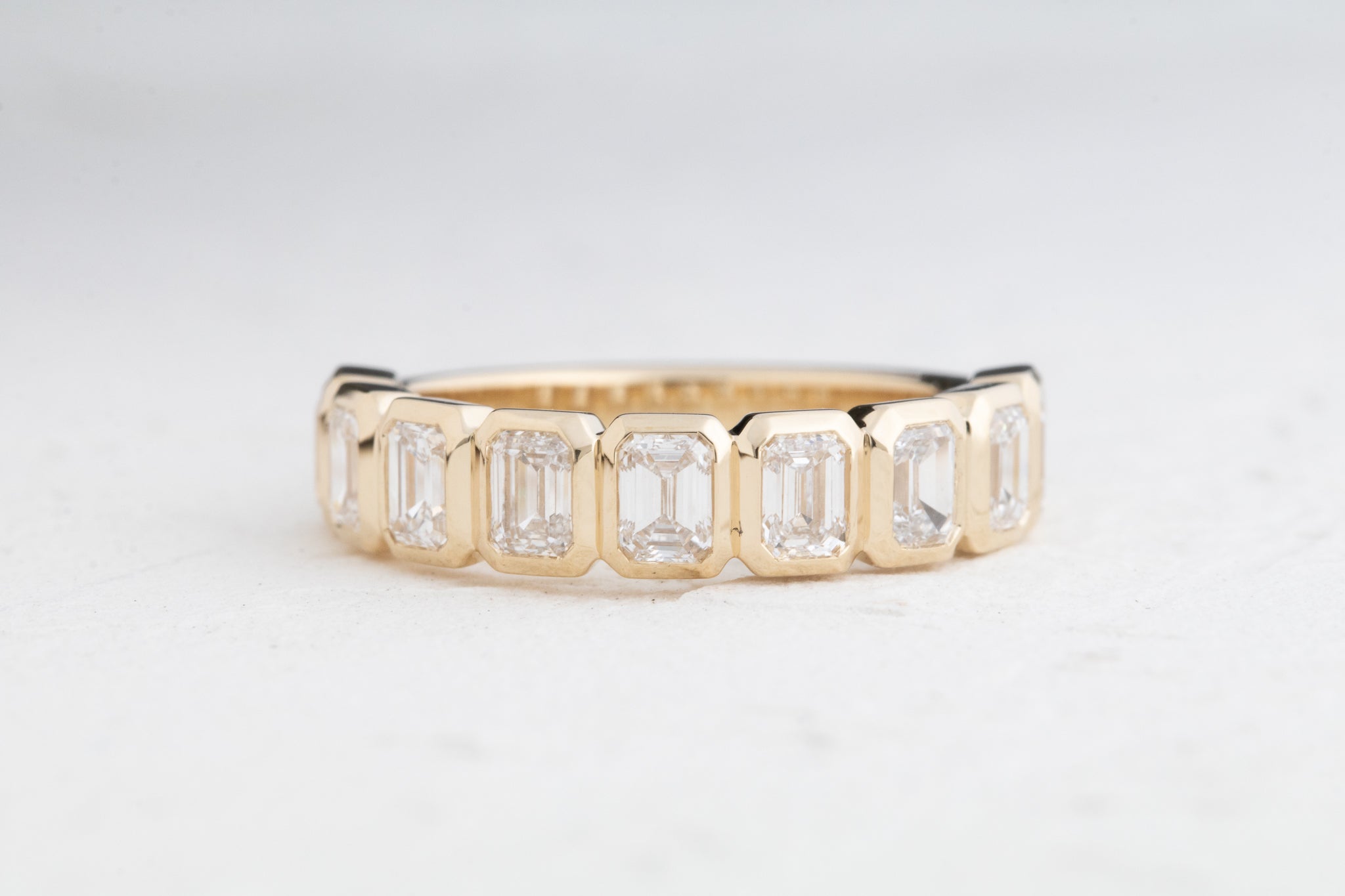 Bezel Emerald Diamond Band 