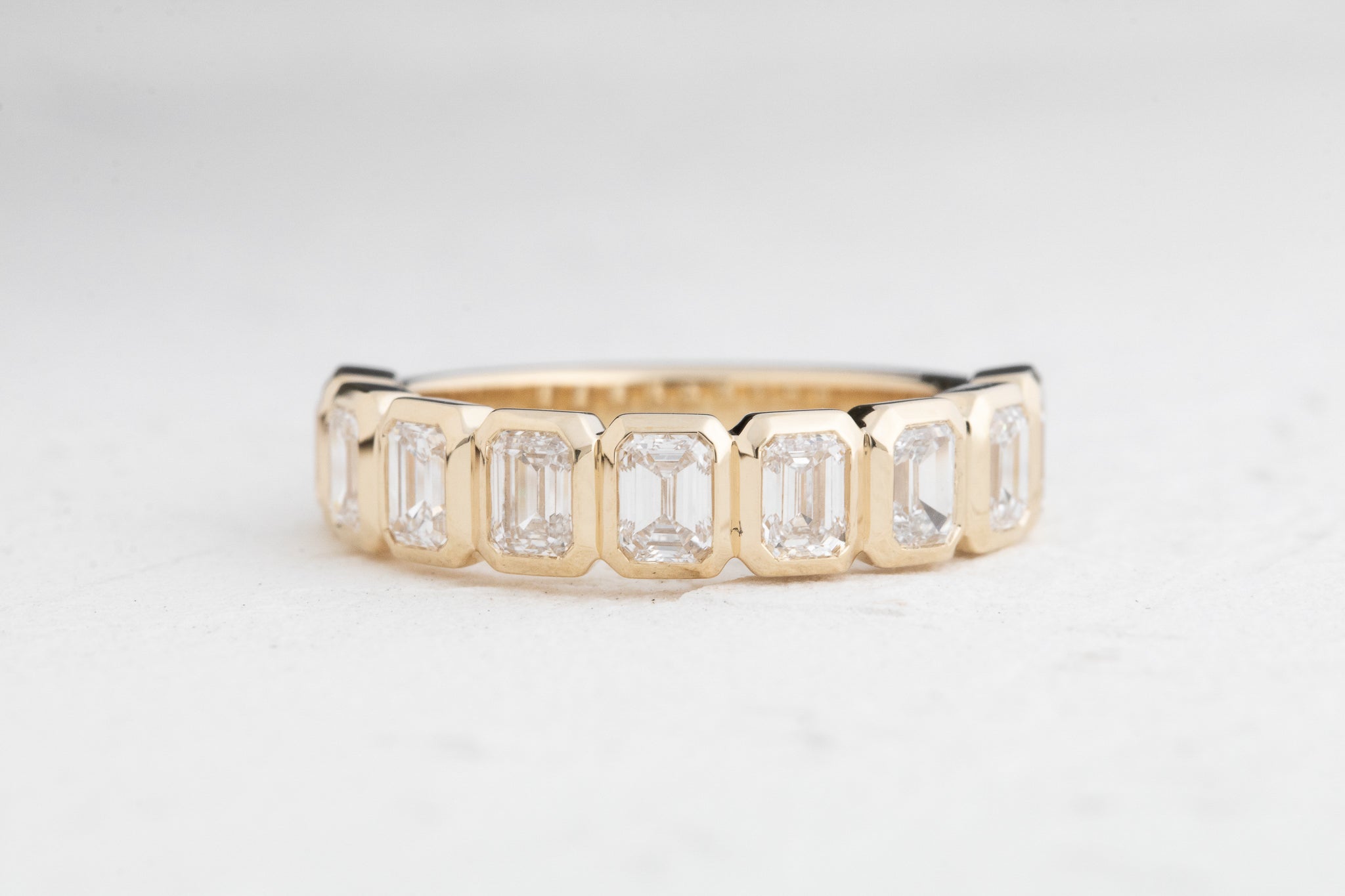 Bezel Emerald Diamond Band 