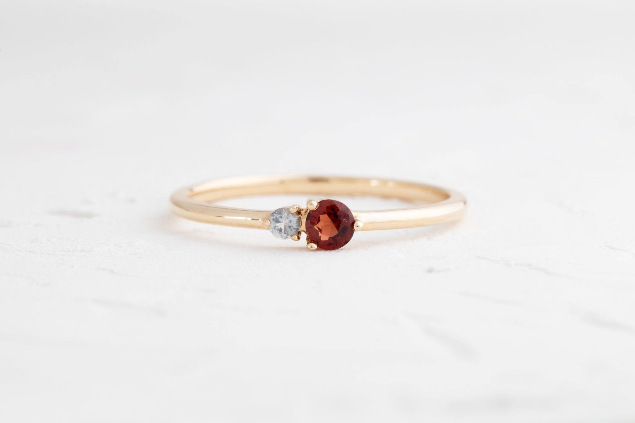 Mini Garnet and Topaz Ring 