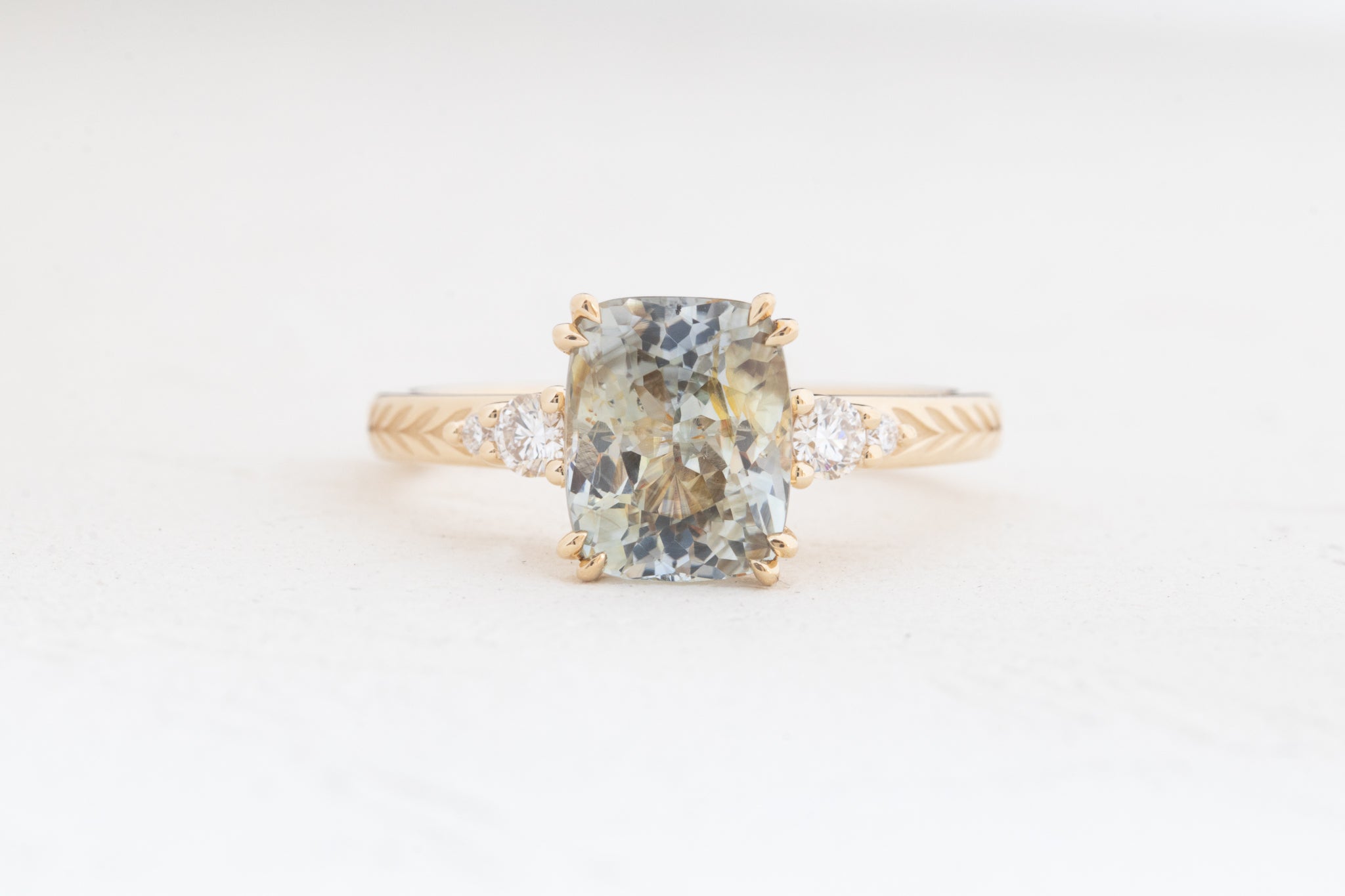 Hayden | Bi-Color Blue Green Cushion Sapphire 