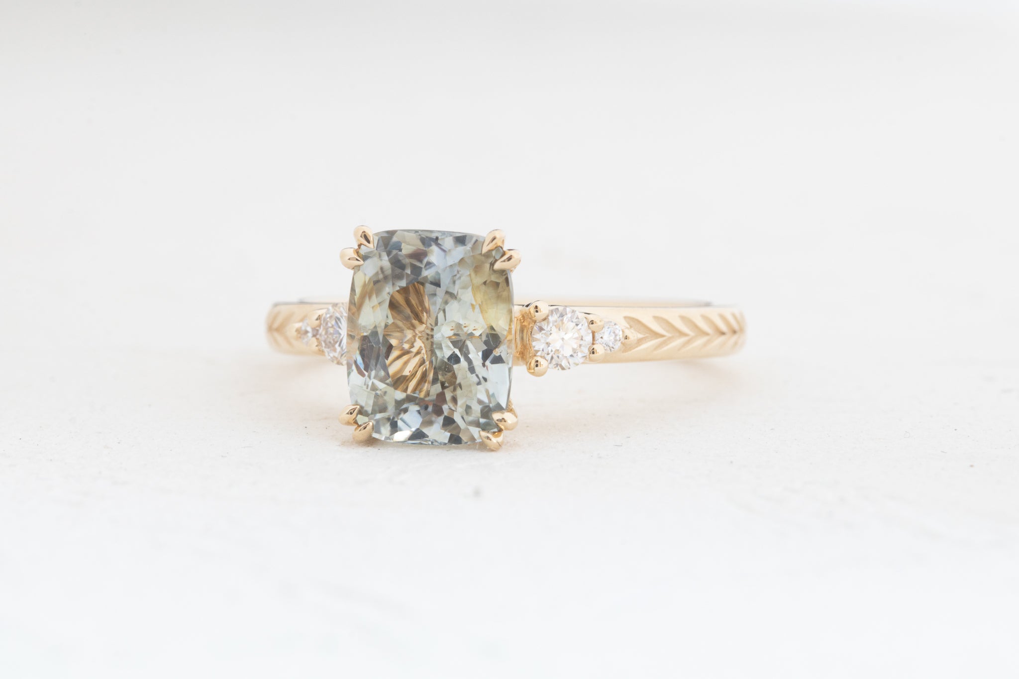 Hayden | Bi-Color Blue Green Cushion Sapphire 