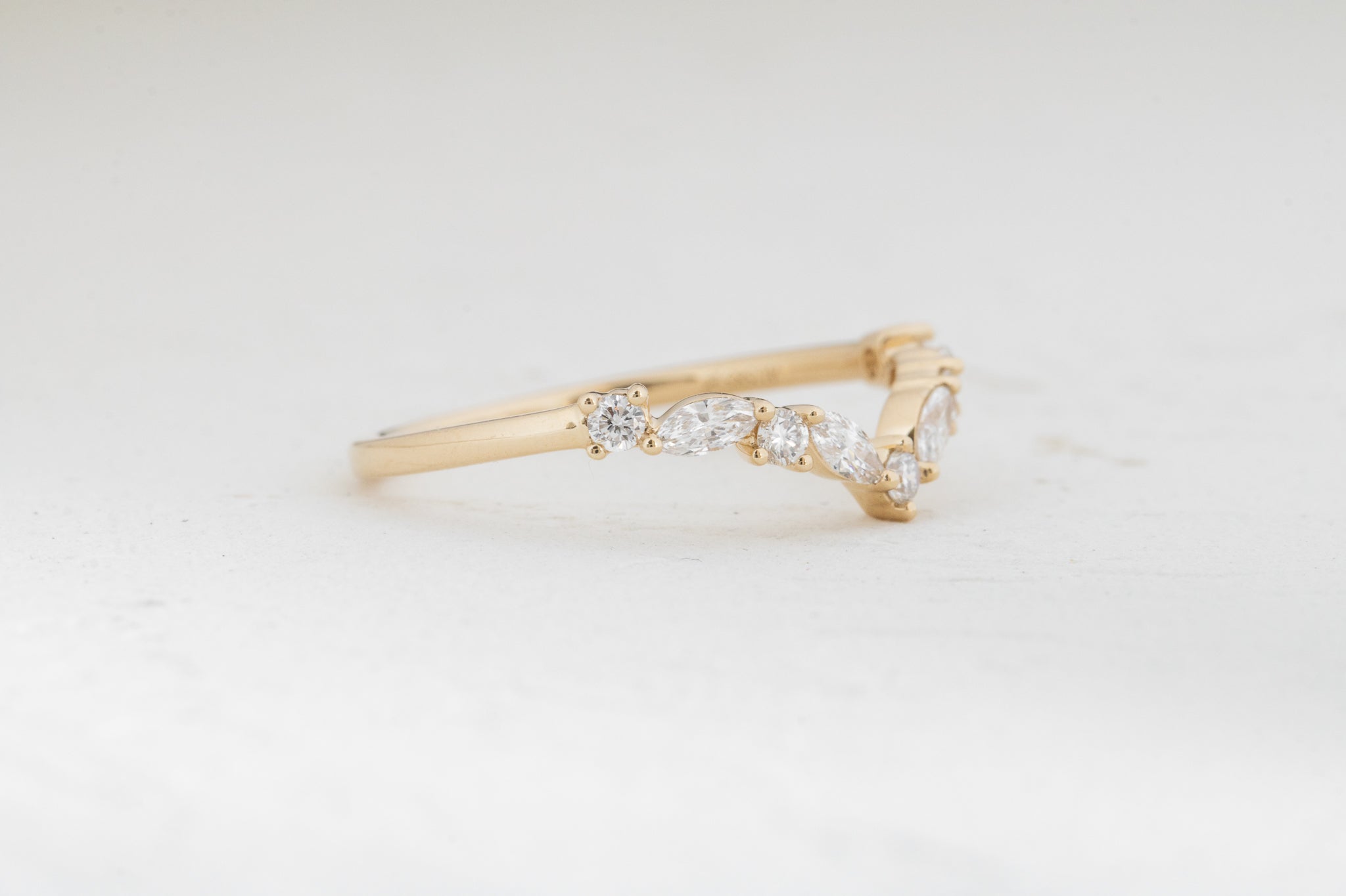 Marquise and Round Diamond Chevron Ring 