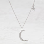 Moon and Star Diamond Necklace 