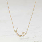 Star on Moon Diamond Necklace 
